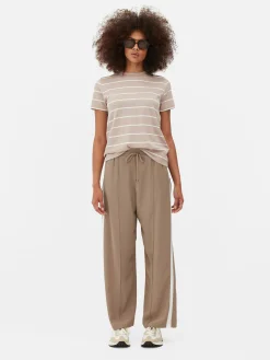 Hot Primark T-shirt à Rayures Et à Col Ras-du-cou Fauve