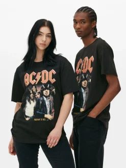 Hot Primark T-shirt Avec Photo AC/DC Noir