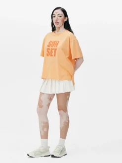 Clearance Primark T-shirt Coupe Droite à Motif Graphique Orange clair