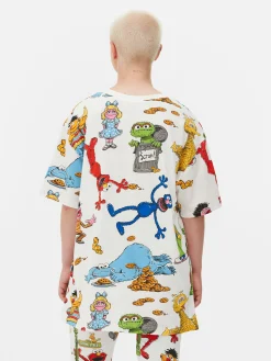 Discount Primark T-shirt De Nuit Graphique 1, Rue Sésame Blanc