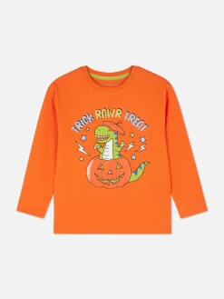 Sale Primark T-shirt D’Halloween à Manches Longues Et Imprimé Dinosaure Orange