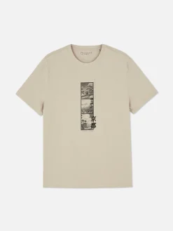 Sale Primark T-shirt Graphique Japon Grège