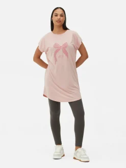 Discount Primark T-shirt Long à Col Ras-du-cou Rose clair