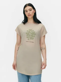 Discount Primark T-shirt Long à Col Ras-du-cou Fauve