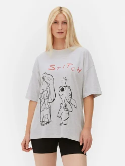 Clearance Primark T-shirt Oversize Disney Lilo & Stitch Gris