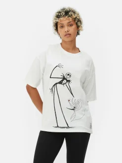 Primark T-shirt Oversize Disney L’Étrange Noël De Monsieur Jack De Tim Burton Blanc