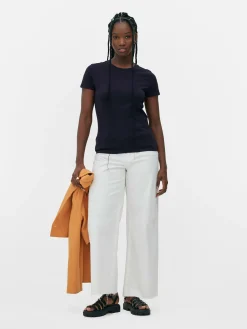 Best Primark T-shirt Ras Du Cou Stretch Bleu marine