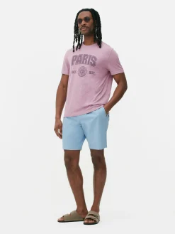 Sale Primark T-shirt Style Universitaire à Manches Courtes Paris Violet